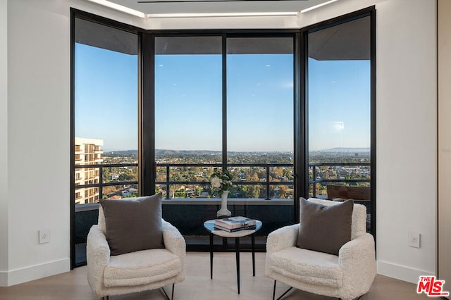 living area featuring light hardwood / wood-style flooring