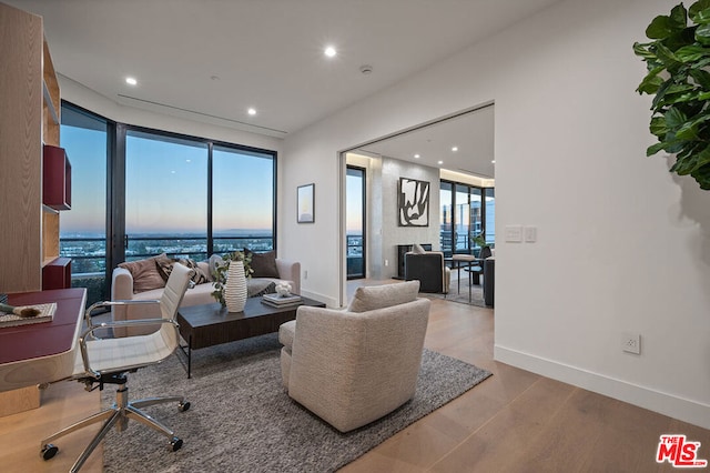 living room featuring light hardwood / wood-style floors and plenty of natural light