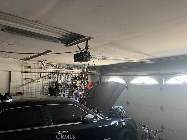 garage with a garage door opener