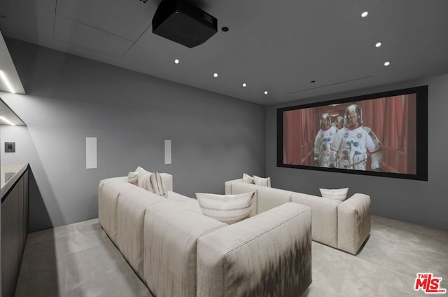 view of carpeted home theater