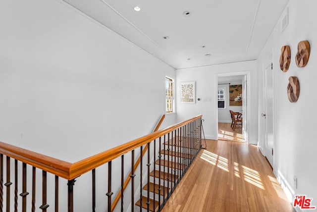 hall with light hardwood / wood-style flooring