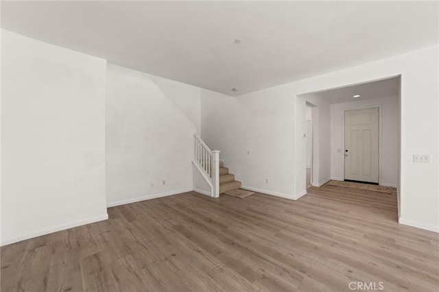 unfurnished living room featuring light hardwood / wood-style floors