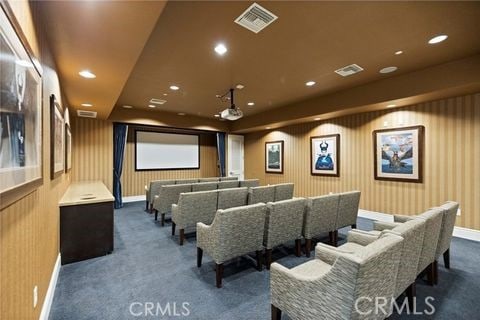 view of carpeted cinema room