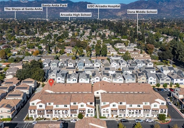 aerial view with a mountain view