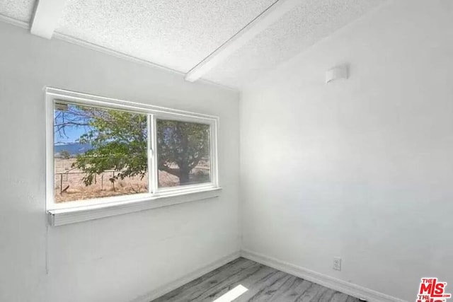 bonus room with a textured ceiling, hardwood / wood-style flooring, and vaulted ceiling