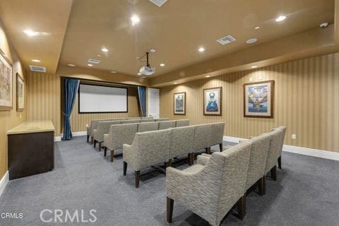 view of carpeted home theater room