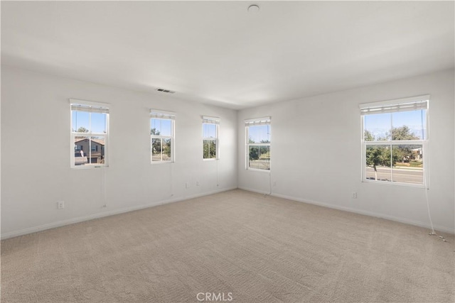 empty room with light colored carpet and a wealth of natural light