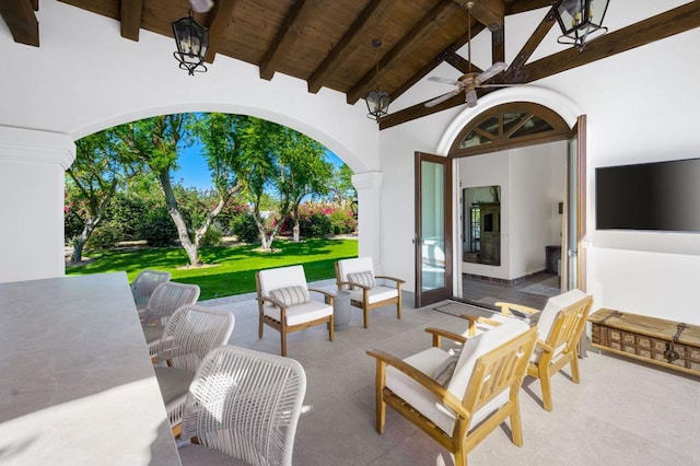 view of patio / terrace with ceiling fan