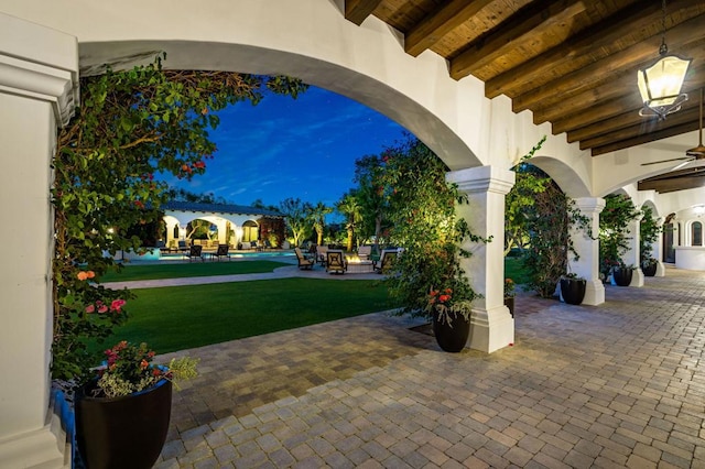 view of patio / terrace with ceiling fan