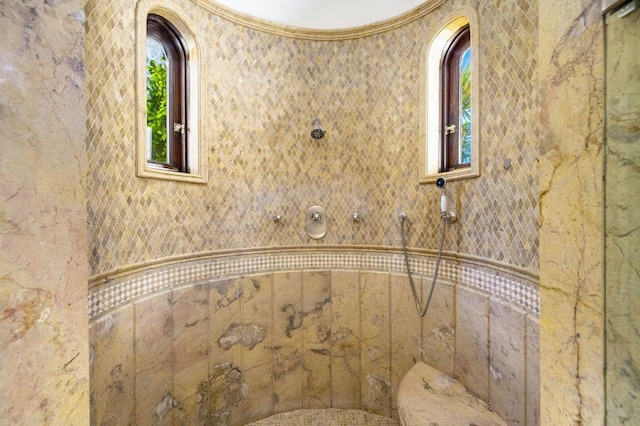 interior details featuring walk in shower