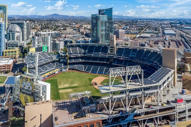 bird's eye view featuring a mountain view