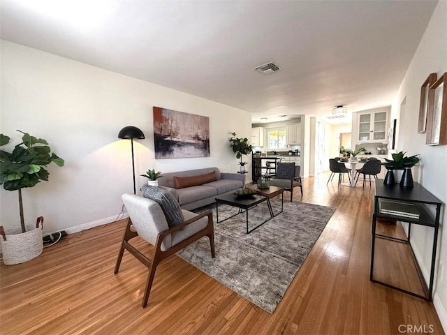 living room featuring light hardwood / wood-style flooring