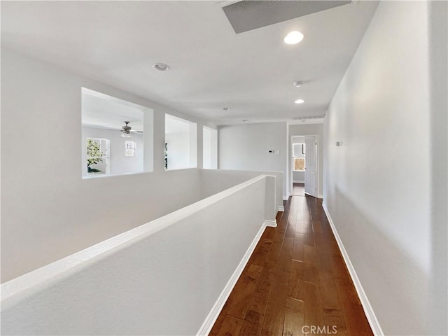 hall featuring dark hardwood / wood-style floors