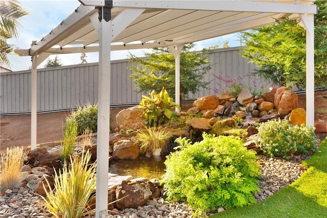 view of yard with a pergola