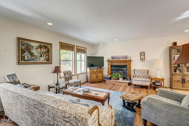 living room with hardwood / wood-style flooring