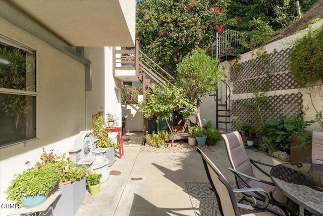 balcony featuring a patio area