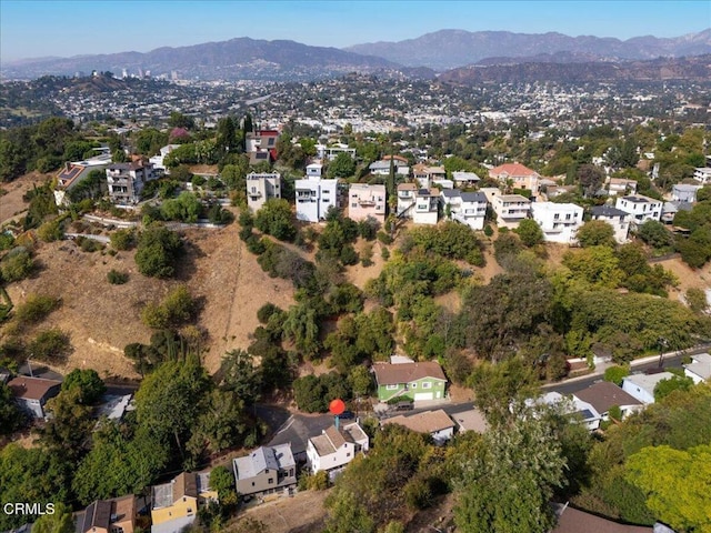 bird's eye view with a mountain view