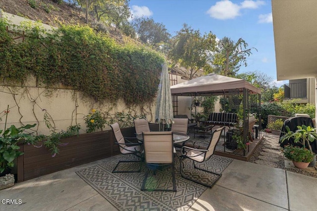 view of patio / terrace featuring a gazebo