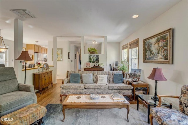 living room featuring light hardwood / wood-style floors