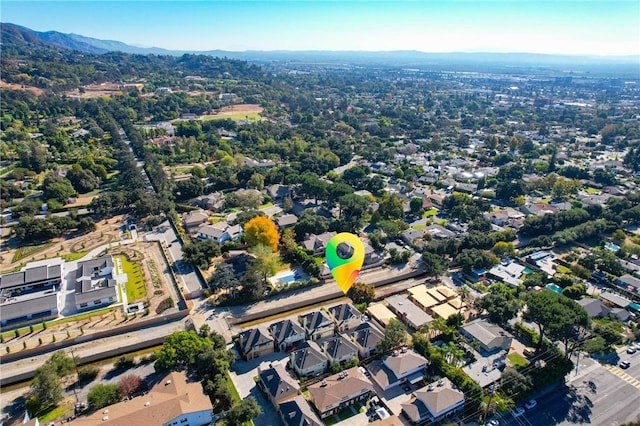 bird's eye view with a mountain view