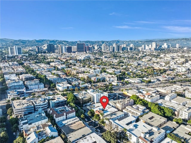 drone / aerial view with a mountain view