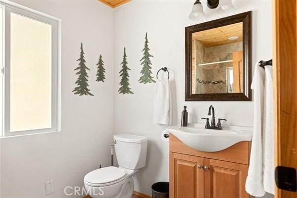 33544 Green Valley Lake Rd, Green Valley Lake, CA 92341 - full bathroom with vanity, toilet, and tiled shower