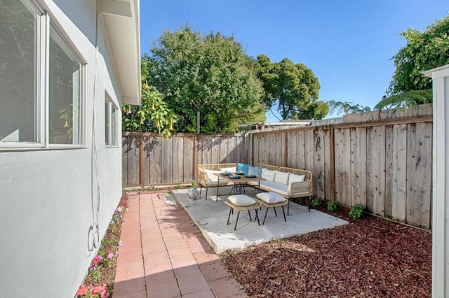 view of patio / terrace featuring an outdoor living space