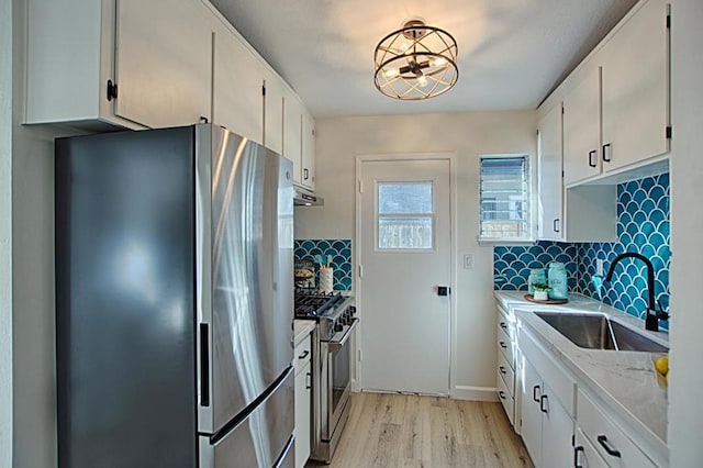 kitchen featuring white cabinetry, stainless steel appliances, and sink