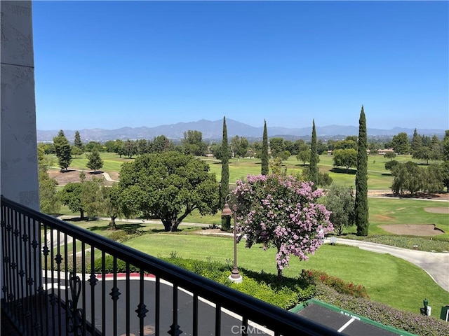 balcony featuring a mountain view