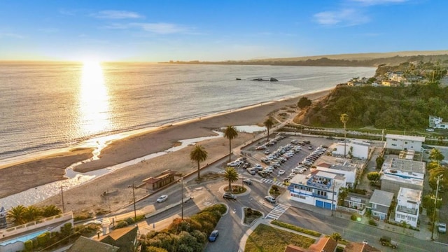 property view of water featuring a beach view