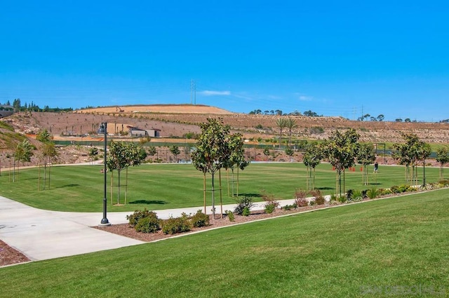 view of property's community featuring a yard