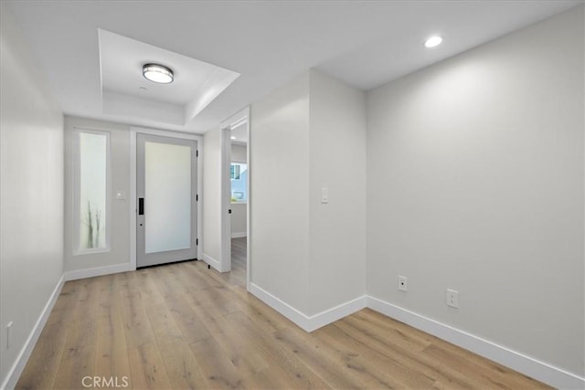 foyer entrance featuring light wood-type flooring