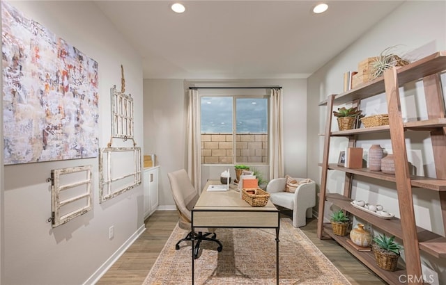 office featuring hardwood / wood-style floors