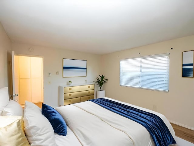 bedroom with hardwood / wood-style flooring