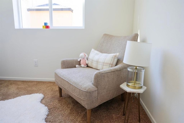 sitting room featuring carpet floors