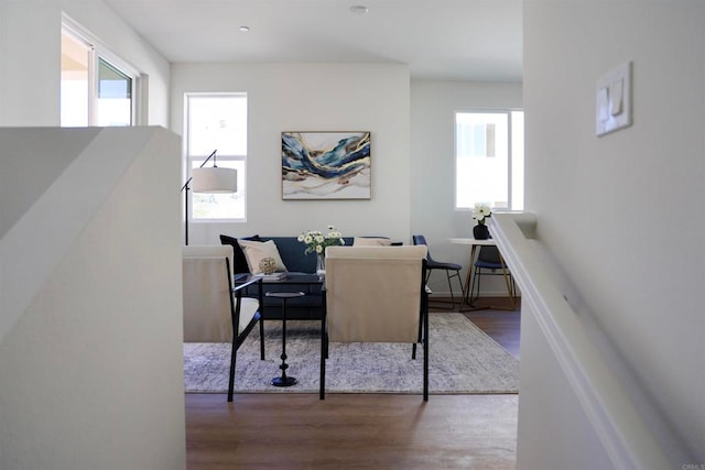 dining area featuring dark hardwood / wood-style flooring