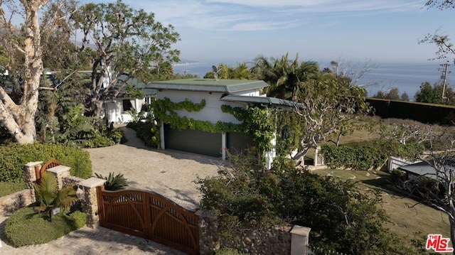 view of yard featuring a garage