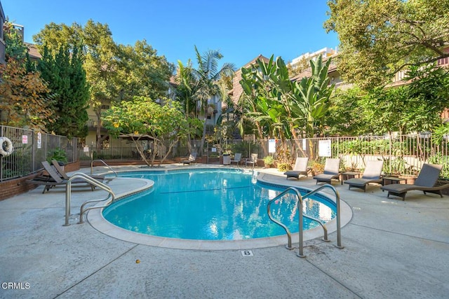 view of swimming pool with a patio area