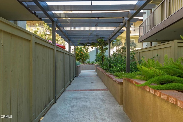 exterior space with a pergola