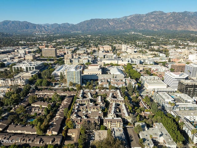 drone / aerial view featuring a mountain view