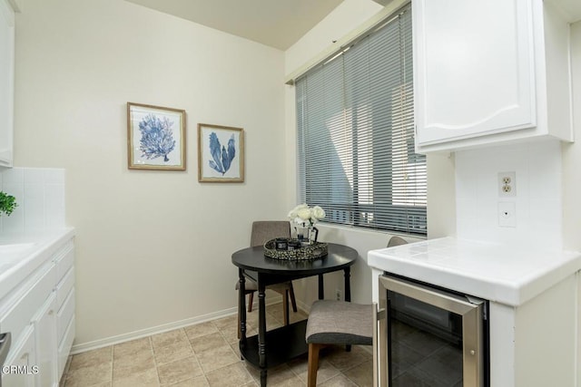 dining room featuring wine cooler