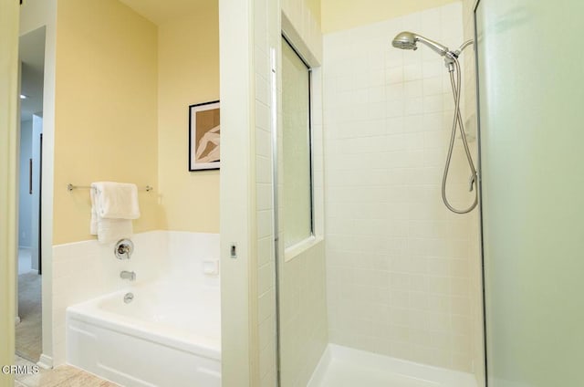 bathroom with plus walk in shower