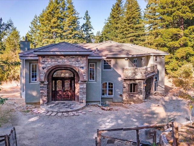 view of front of house with french doors