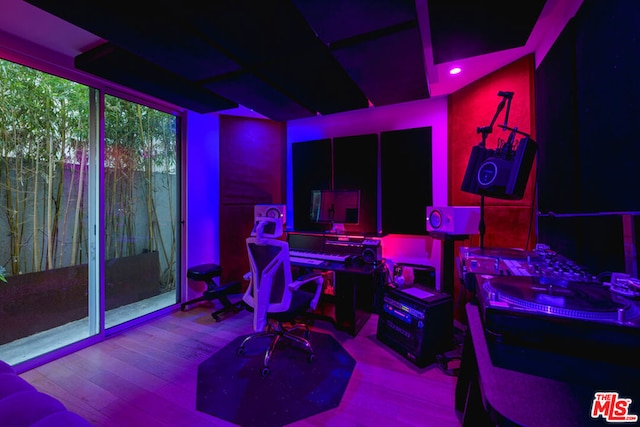 game room featuring light hardwood / wood-style floors