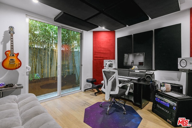 office space featuring light wood-type flooring