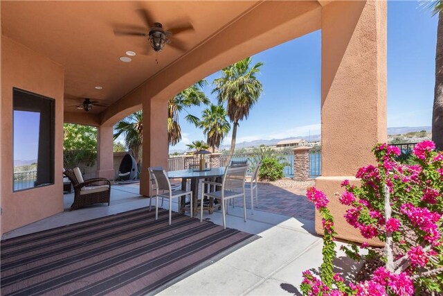 view of patio with ceiling fan