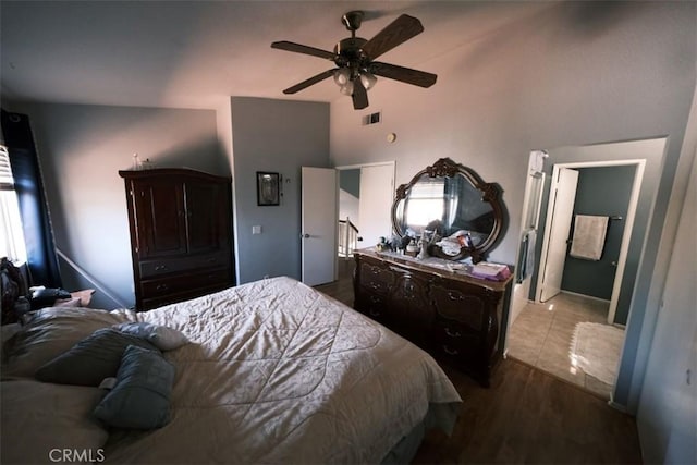 bedroom featuring ceiling fan and light wood-type flooring