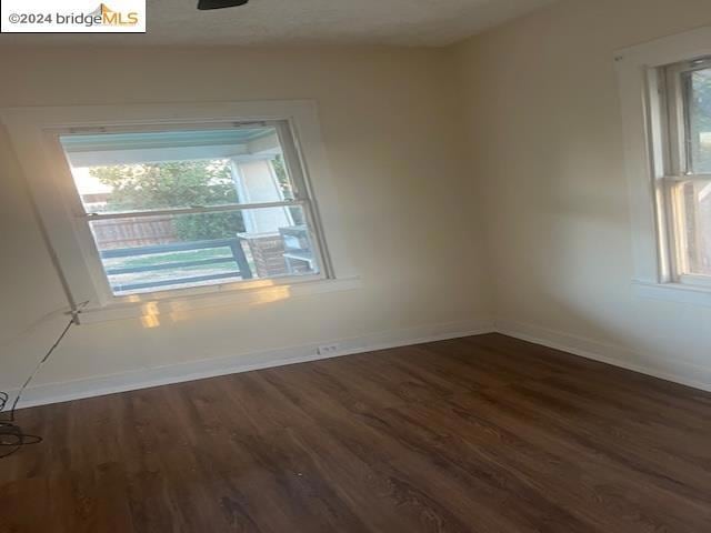 unfurnished room featuring dark wood-type flooring