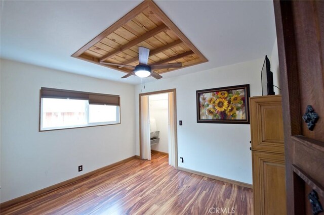 bedroom featuring ceiling fan and wood-type flooring