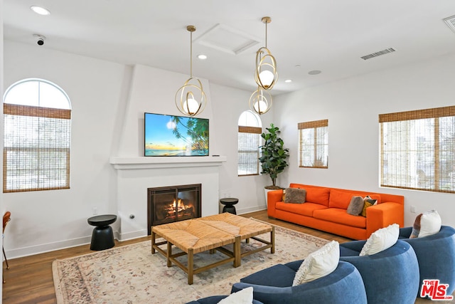 living room featuring hardwood / wood-style flooring